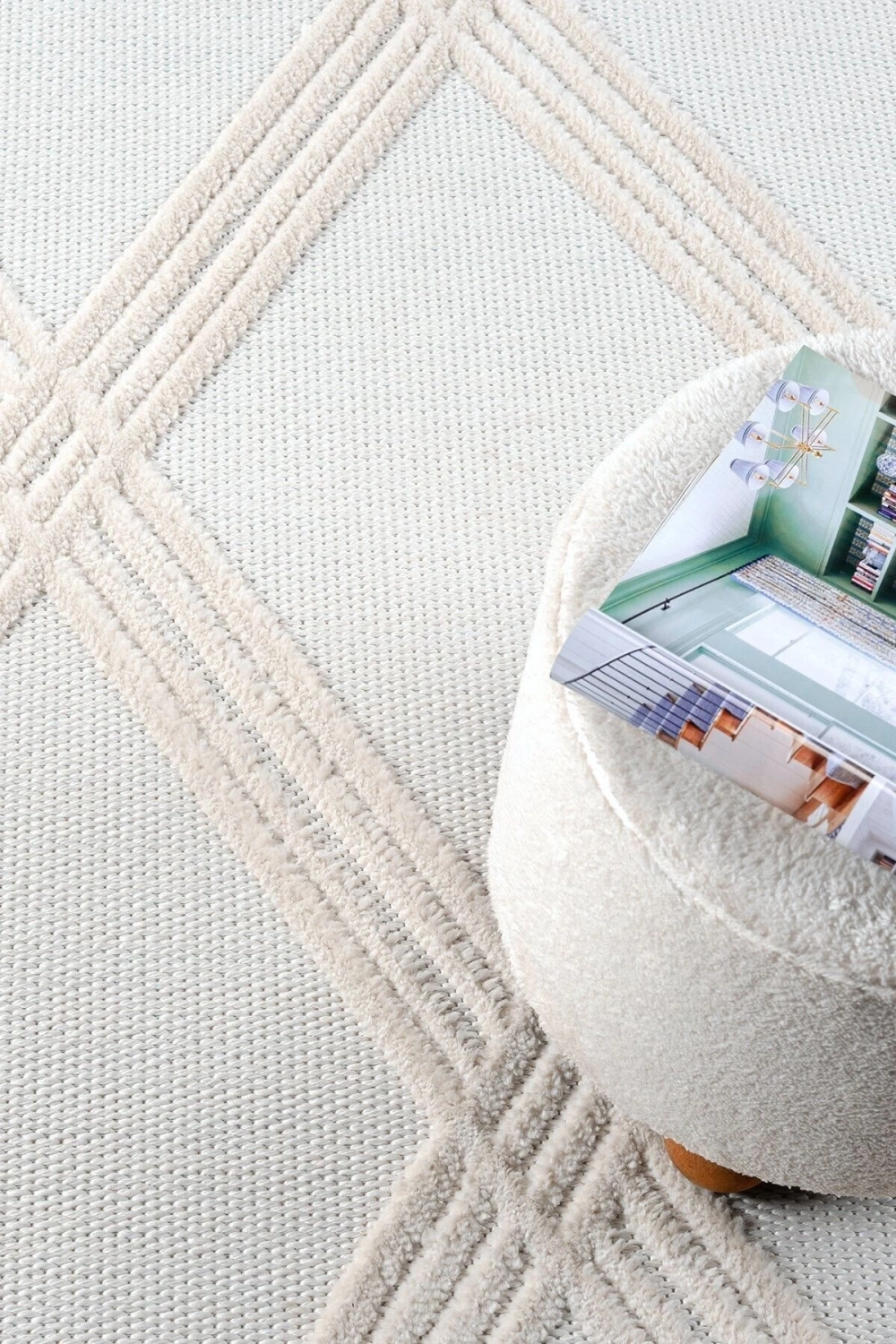 Krem Yumuşak Doku Halı Kilim Yıkanabilir Salon Mutfak Koridor Yolluk Dokuma Makine Halı AYAZ 07