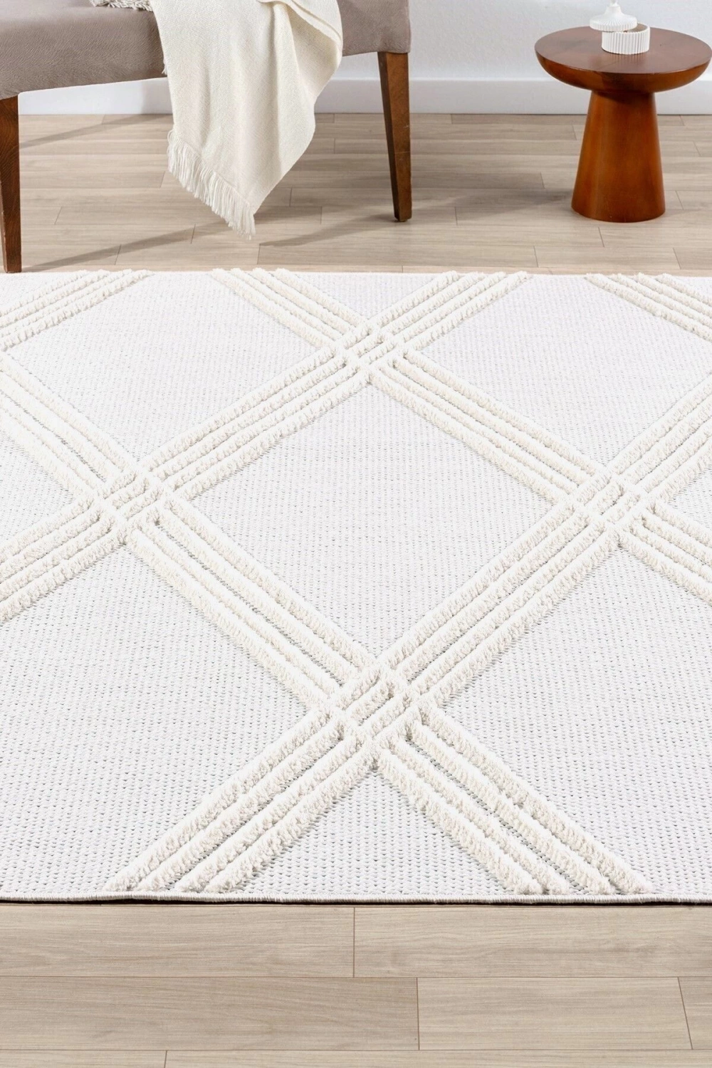 Krem Yumuşak Doku Halı Kilim Yıkanabilir Salon Mutfak Koridor Yolluk Dokuma Makine Halı AYAZ 07