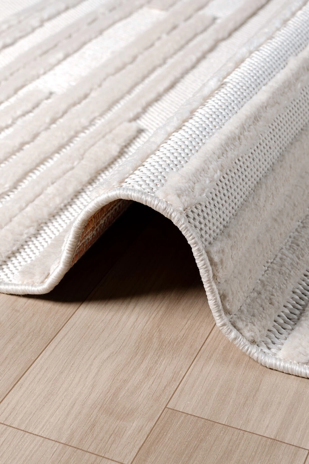 Krem Yumuşak Dokulu Halı Kilim Yıkanabilir Salon Mutfak Koridor Yolluk Dokuma Makine Halısı AYAZ 06