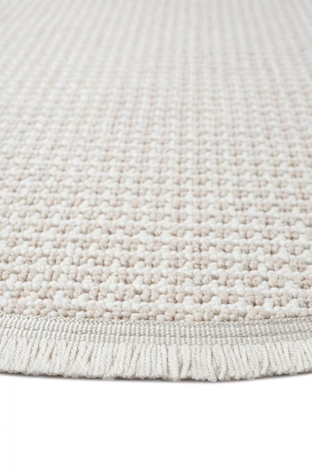 Beyaz Bej Yumuşak Dokulu Yuvarlak Halı Kilim Mutfak Koridor Yolluk Dokuma Makine Halısı 006 DAİRE