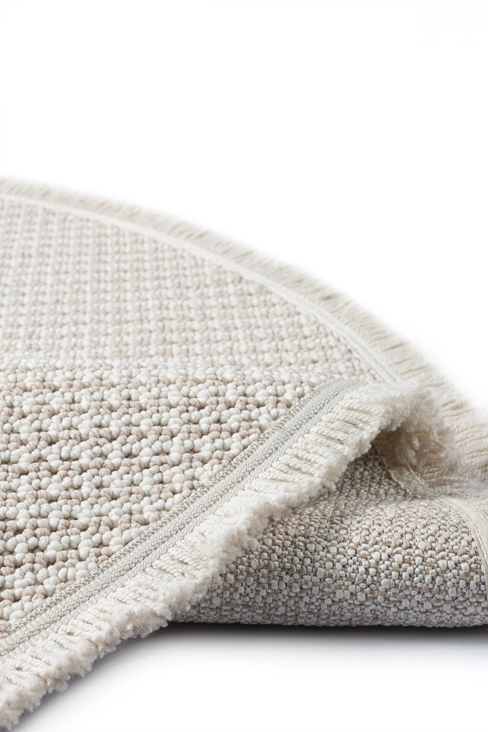 Beyaz Bej Yumuşak Dokulu Yuvarlak Halı Kilim Mutfak Koridor Yolluk Dokuma Makine Halısı 006 DAİRE