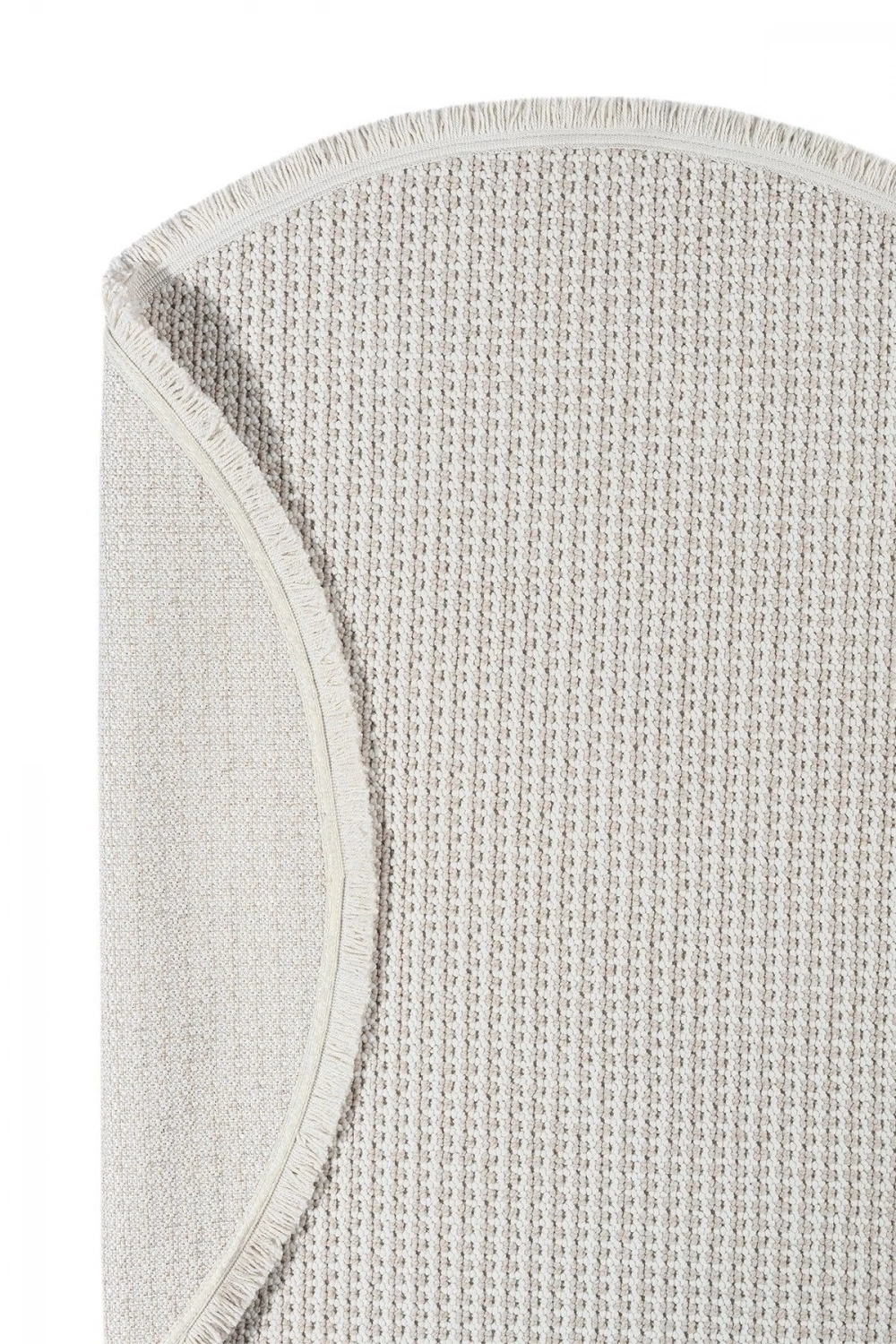 Beyaz Bej Yumuşak Dokulu Yuvarlak Halı Kilim Mutfak Koridor Yolluk Dokuma Makine Halısı 006 DAİRE