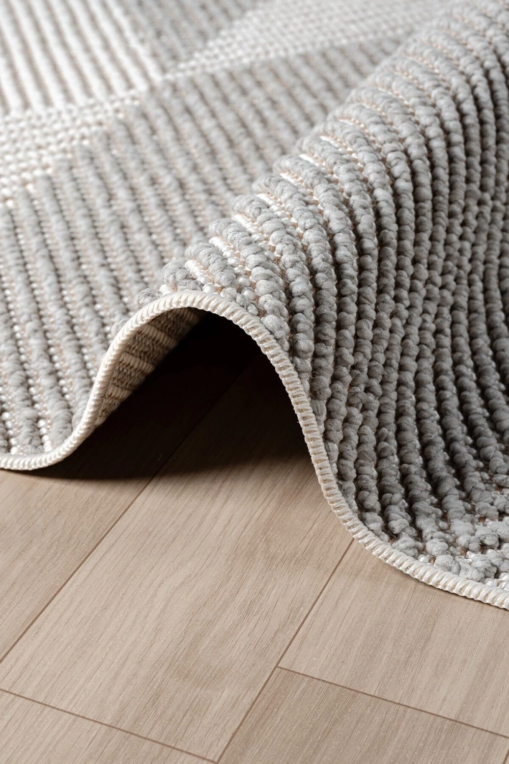 Gri Beyaz Yumuşak Dokulu Halı Kilim Salon Mutfak Koridor Yolluk Dokuma Makine Halısı 0013