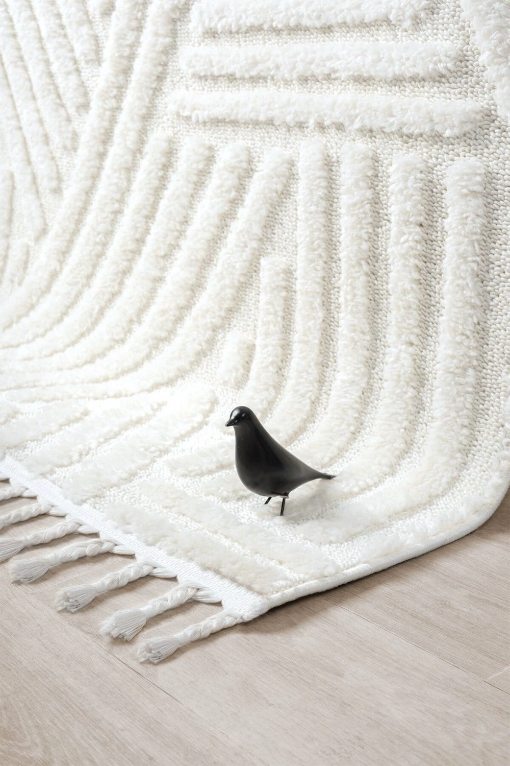 Krem Bukleli Yumuşak Dokuma Halı Peluş Post Krem Çocuk Odası Oturma Odası Salon Mutfak Halısı