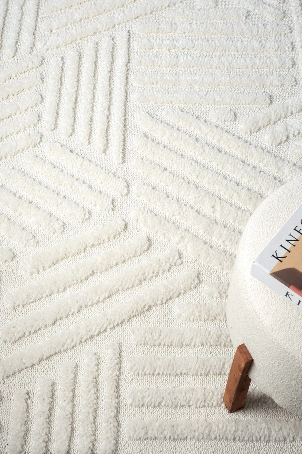 Krem Bukleli Yumuşak Dokuma Halı Peluş Post Krem Çocuk Odası Oturma Odası Salon Mutfak Halısı