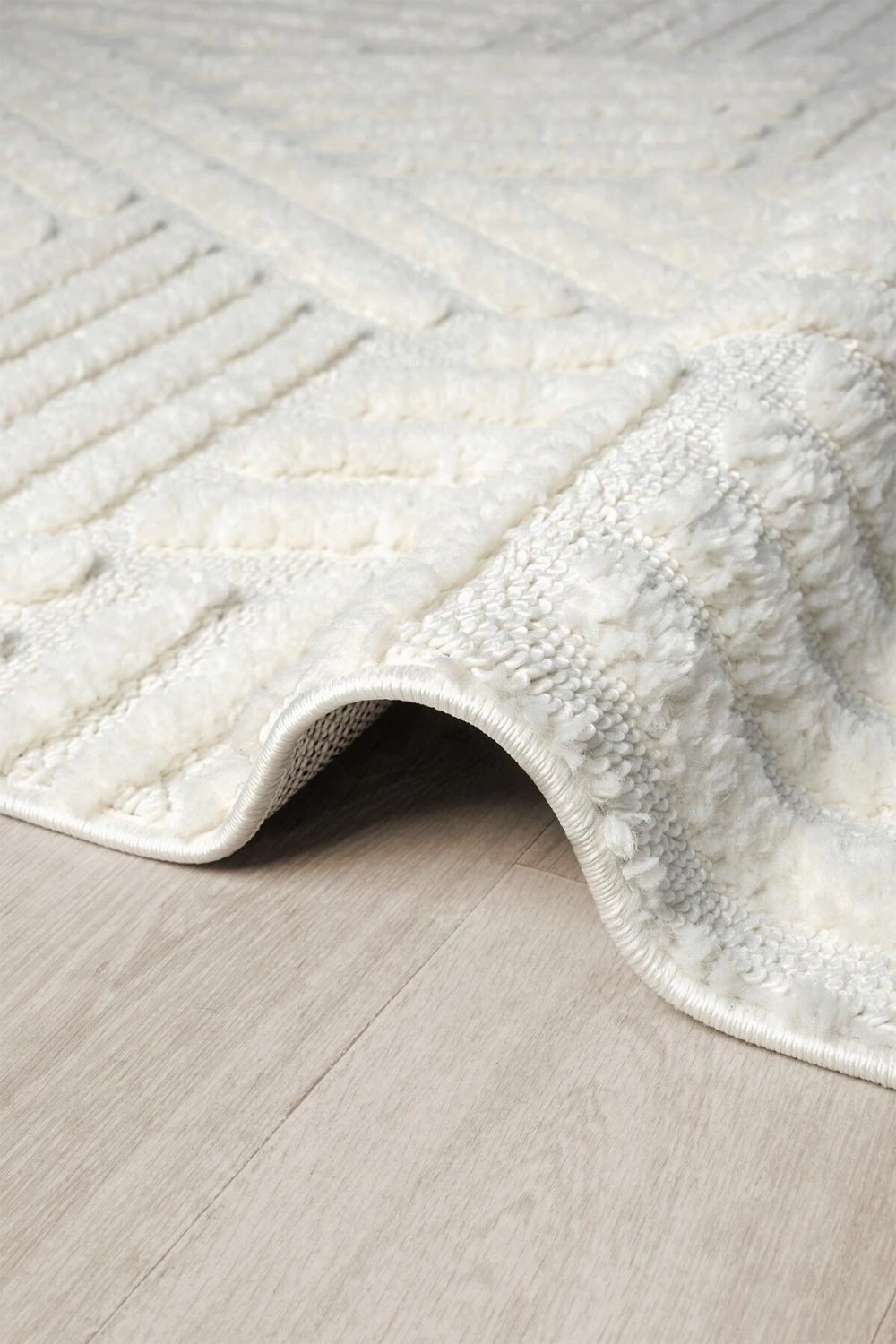 Krem Bukleli Yumuşak Dokuma Halı Peluş Post Krem Çocuk Odası Oturma Odası Salon Mutfak Halısı