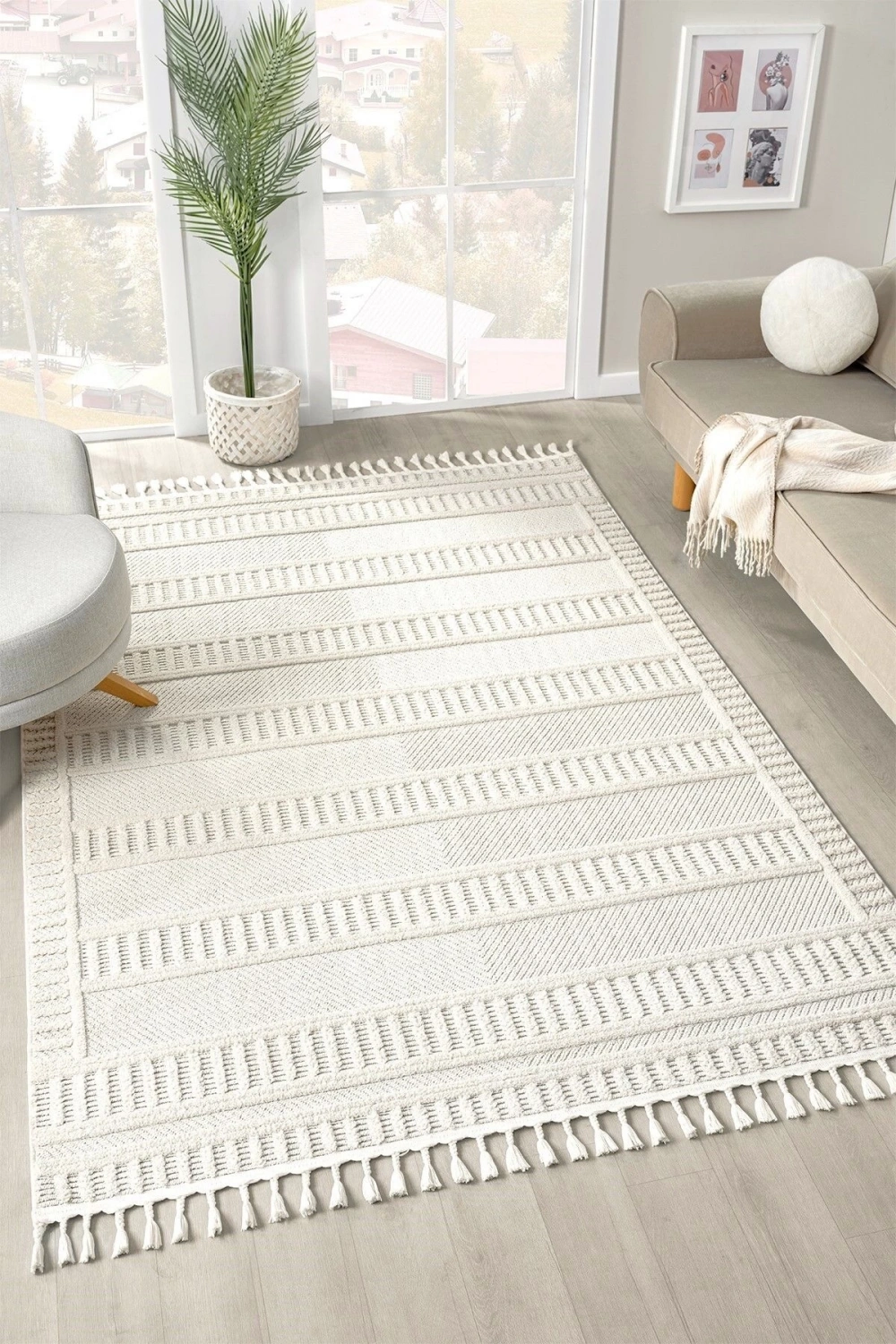 Krem Yumuşak Halı Salon Oturma Odası Mutfak Yatak Çocuk Odası Yolluk Dokuma Makine Halısı