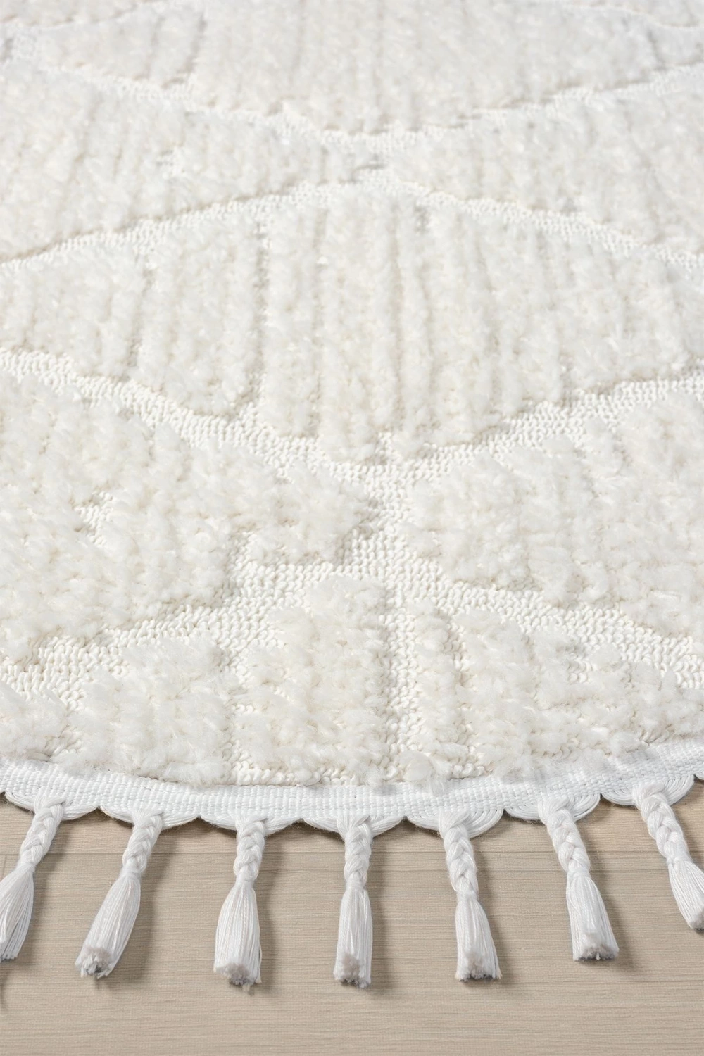 Krem Yumuşak Yuvarlak Dokuma Halı Çocuk Odası Yatak Odası Antre Hol Mutfak Halısı Yuvarlak