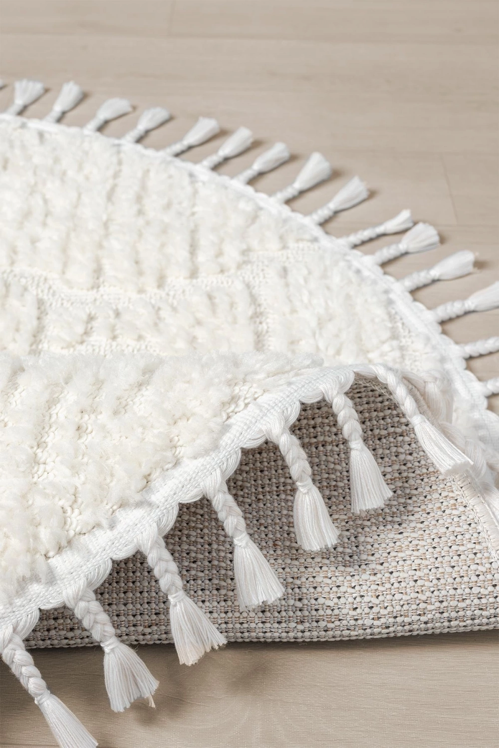 Krem Yumuşak Yuvarlak Dokuma Halı Çocuk Odası Yatak Odası Antre Hol Mutfak Halısı Yuvarlak