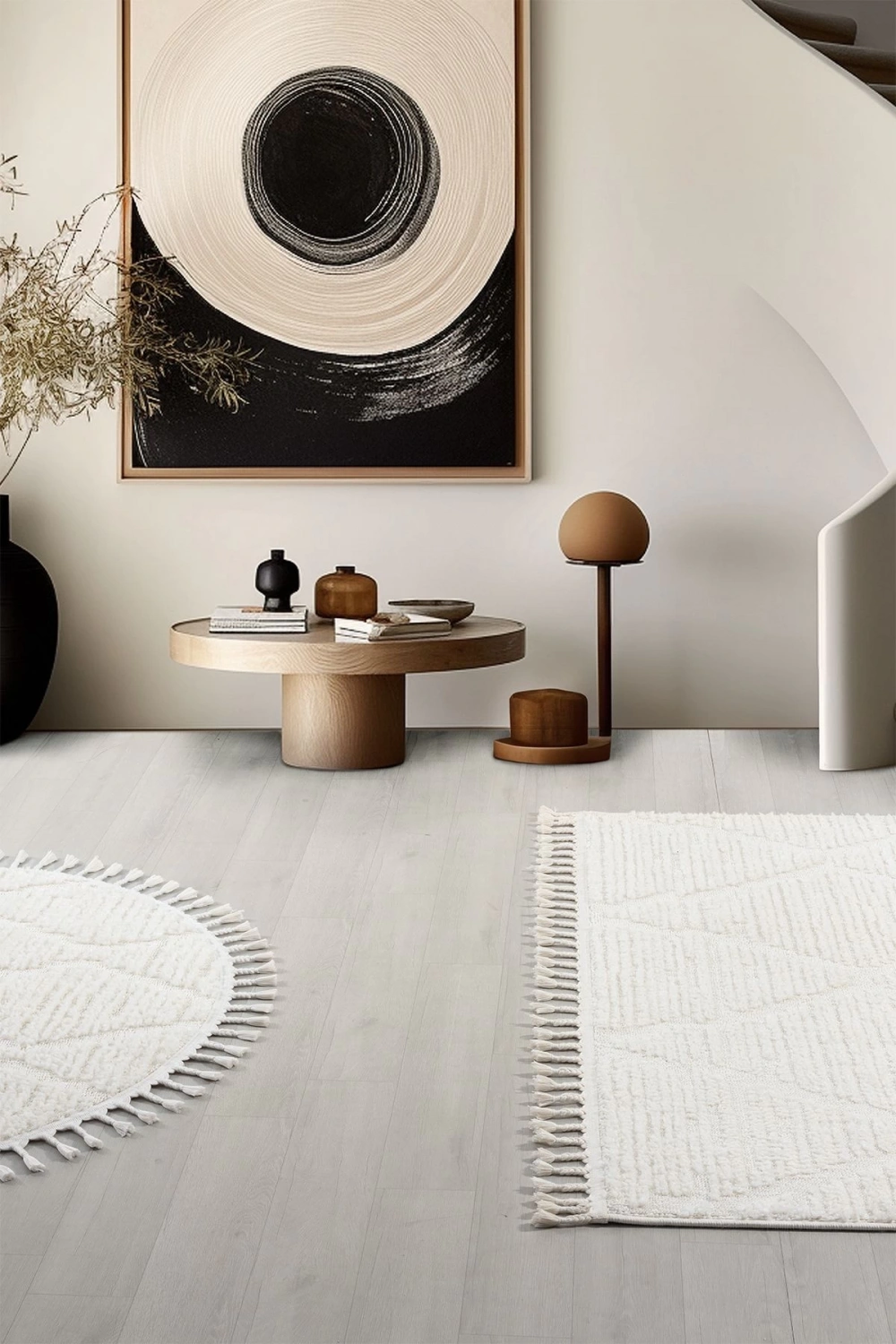 Krem Yumuşak Yuvarlak Dokuma Halı Çocuk Odası Yatak Odası Antre Hol Mutfak Halısı Yuvarlak