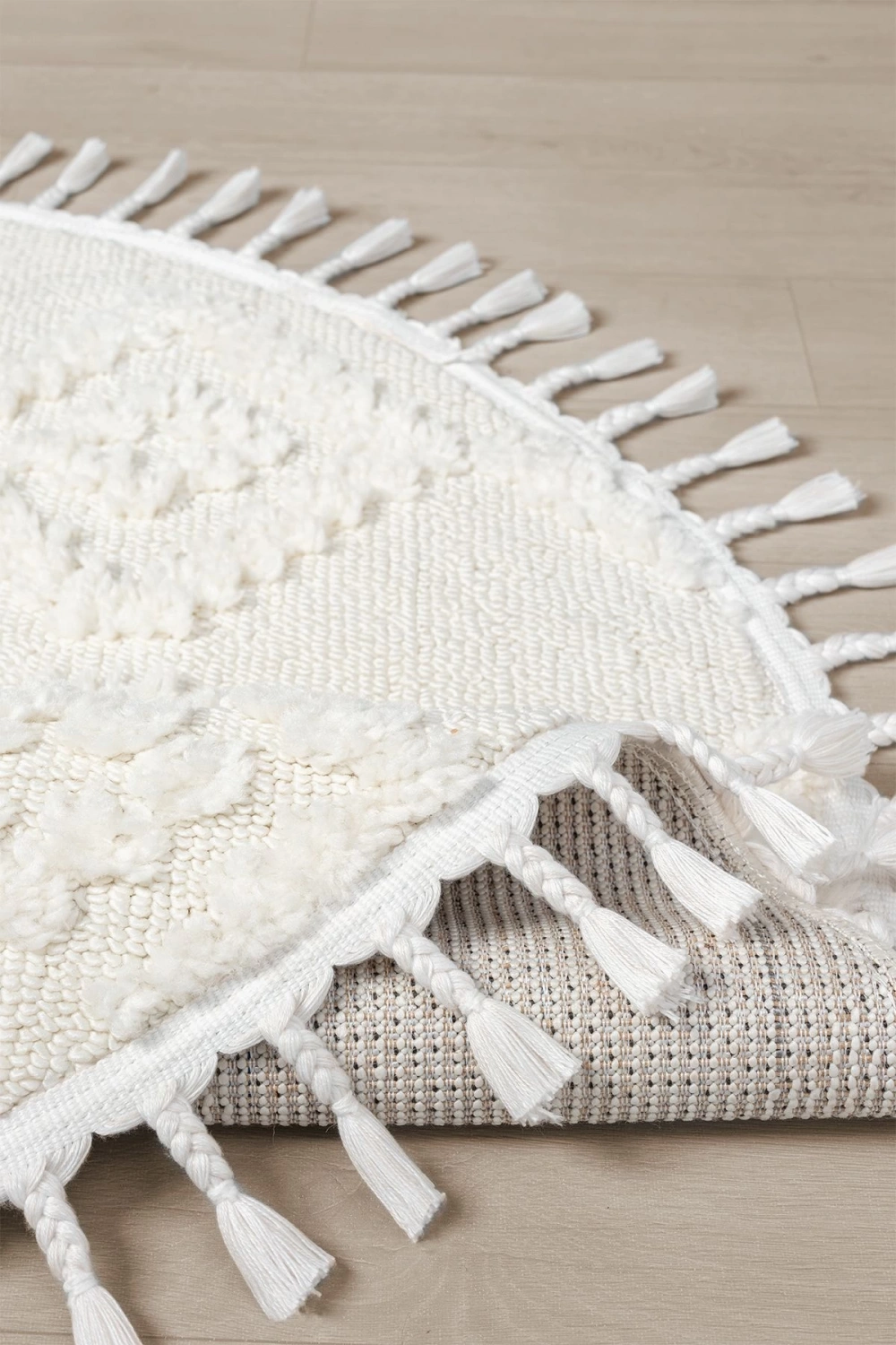 Krem Yumuşak Peluş Yuvarlak Dokuma Halı Çocuk Odası Yatak Odası Antre Hol Mutfak Halısı Yuvarlak