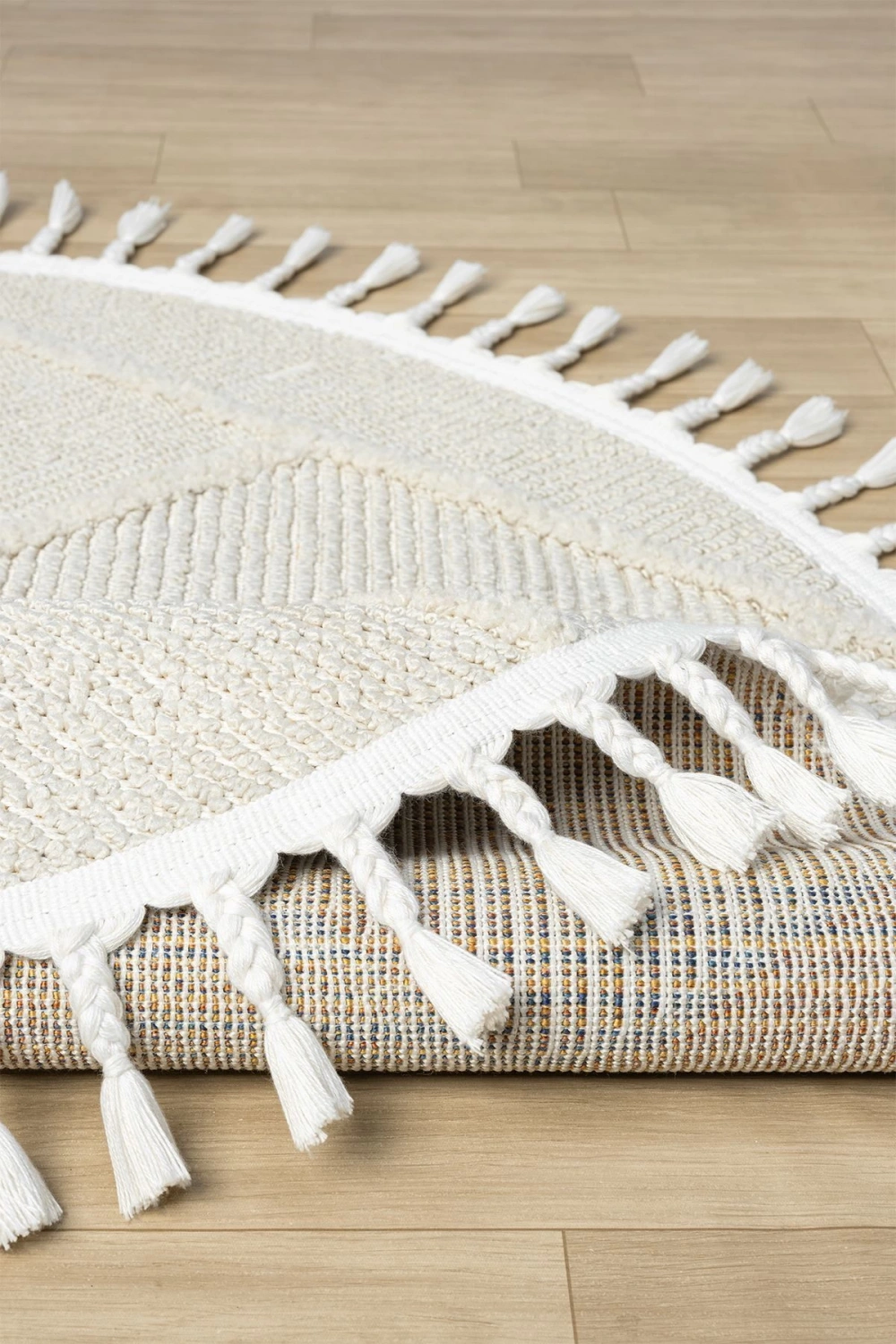 Yıkanabilir Saçaklı Yuvarlak Dokuma Halı Yolluk Antre Oturma Odası Salon Mutfak Halısı YUVARLAK