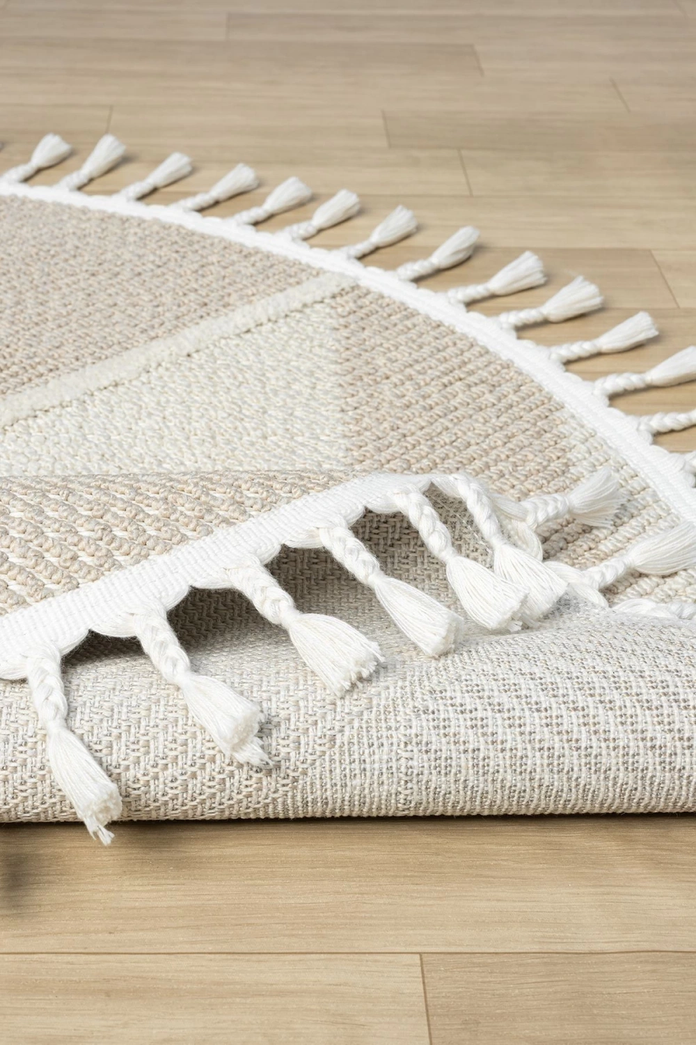 Bej Krem Dokuma Yuvarlak Halı Yolluk Antre Oturma Odası Salon Mutfak Çocuk Odası Halısı YUVARLAK