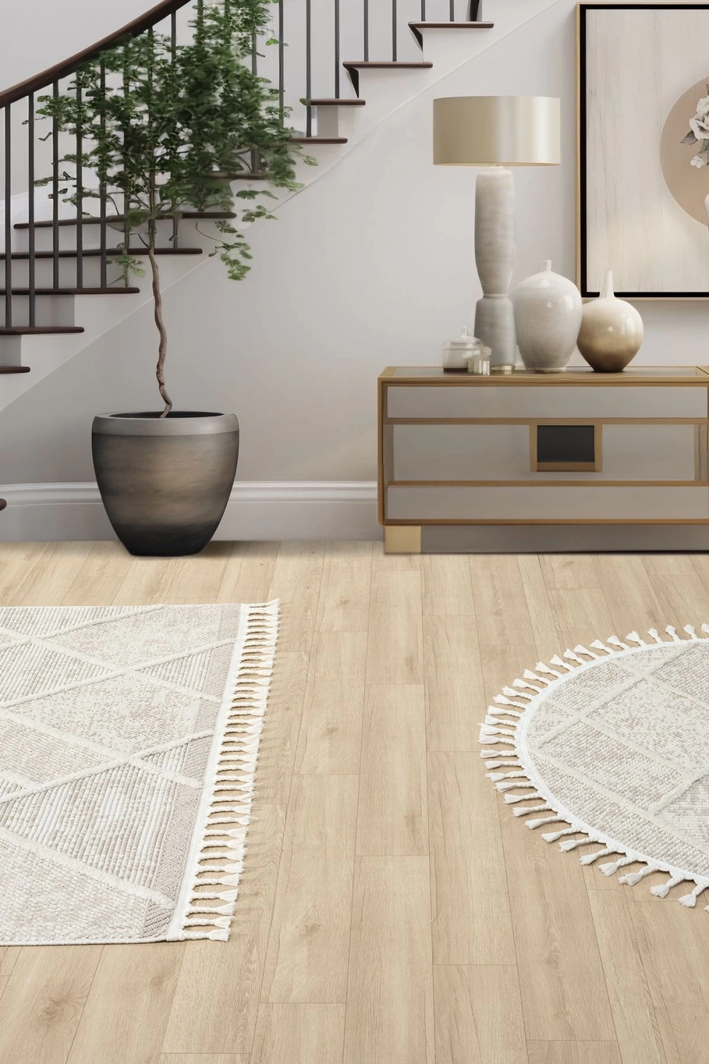 Krem Bej Yuvarlak Dokuma Halı Yolluk Antre Oturma Odası Salon Mutfak Halısı YUVARLAK