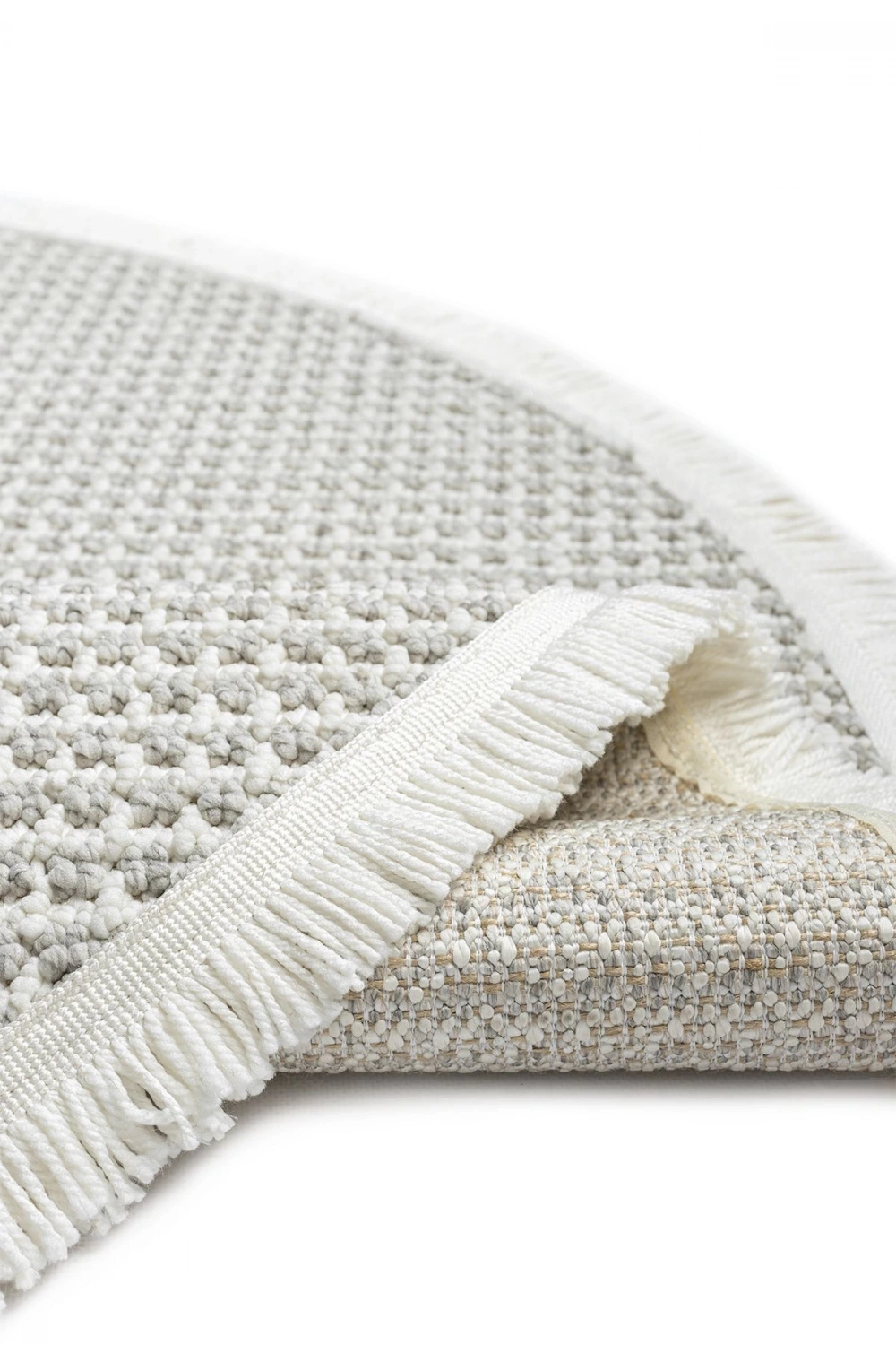 Beyaz Gri Yumuşak Daire Halı Kilim Salon Mutfak Koridor Yolluk Dokuma Makine Halısı 0014 DAİRE