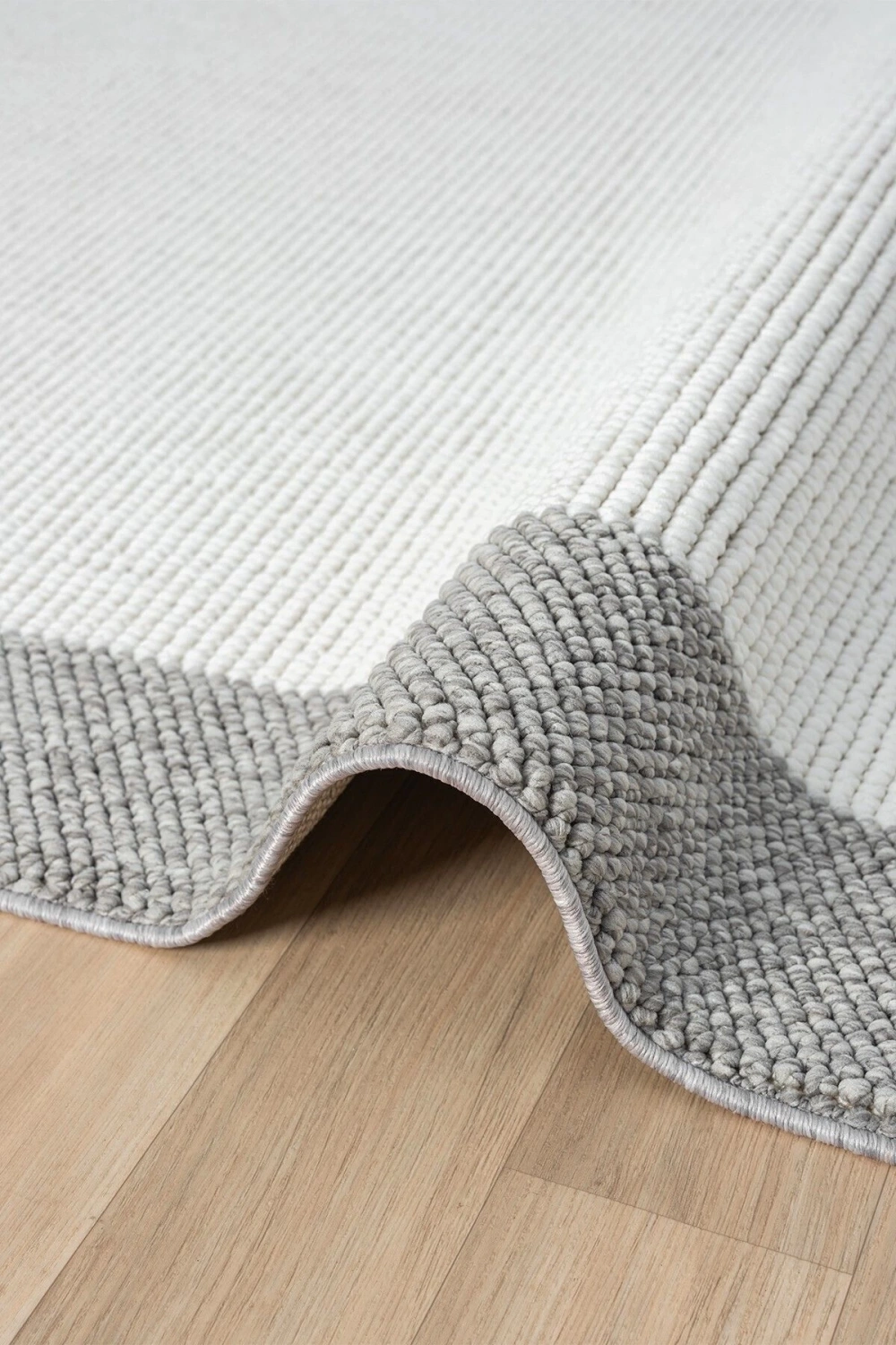 Beyaz Gri Yumuşak Dokuma Halı Bordürlü Salon Mutfak Koridor Yolluk Dokuma Makine Halısı 0020