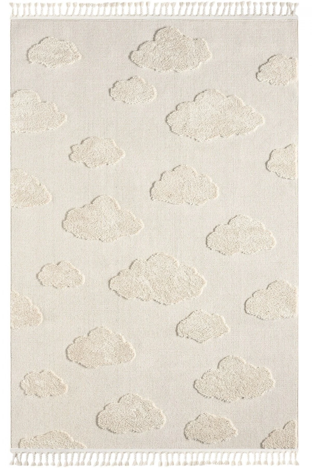 Bulut Desenli Krem Renk Dokuma Halı Bebek Odası Çocuk Odası Halısı 1