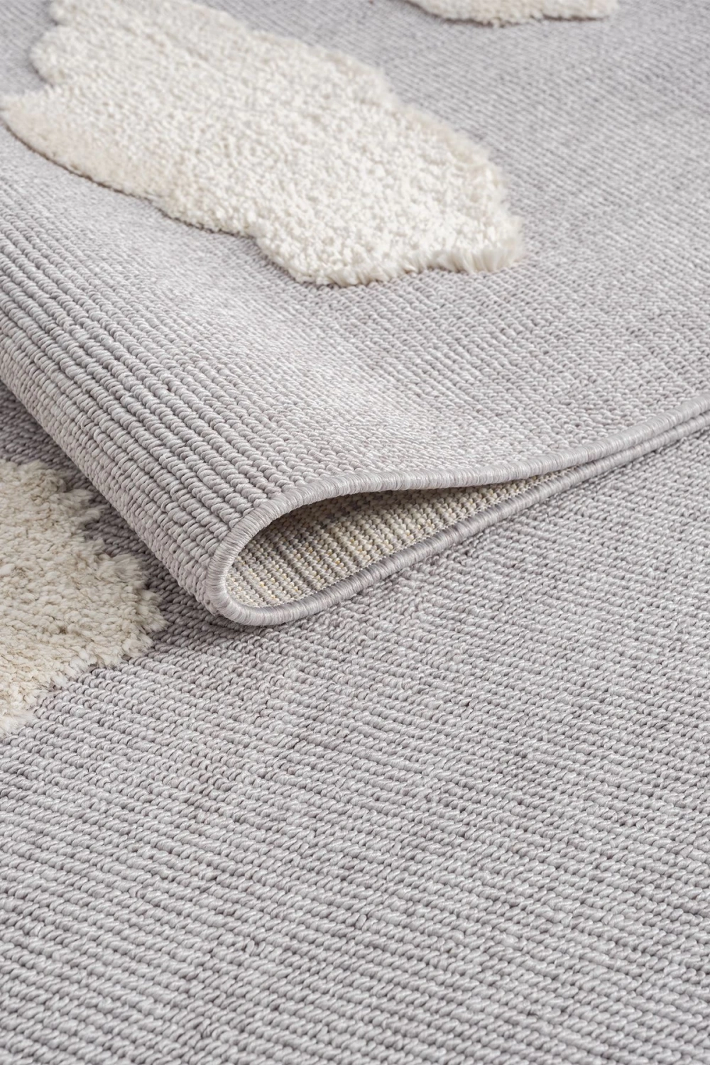 Bulut Desenli Gri Renk Dokuma Halı Bebek Odası Çocuk Odası Halısı 2