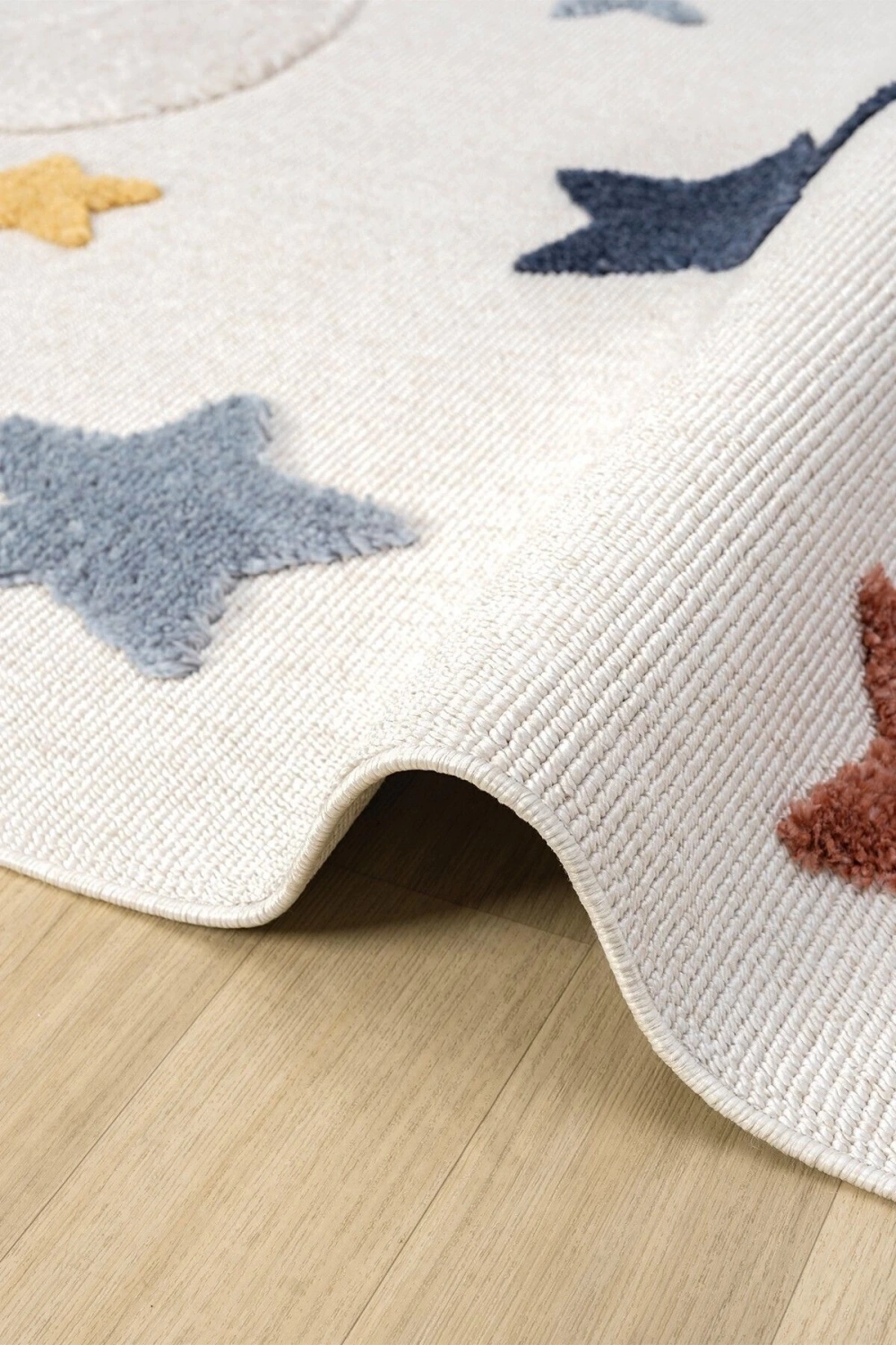 Yumuşak Renkli Bukleli Yıldızlı Dokuma Halı Bebek Odası Çocuk Odası Genç Odası Halısı 5