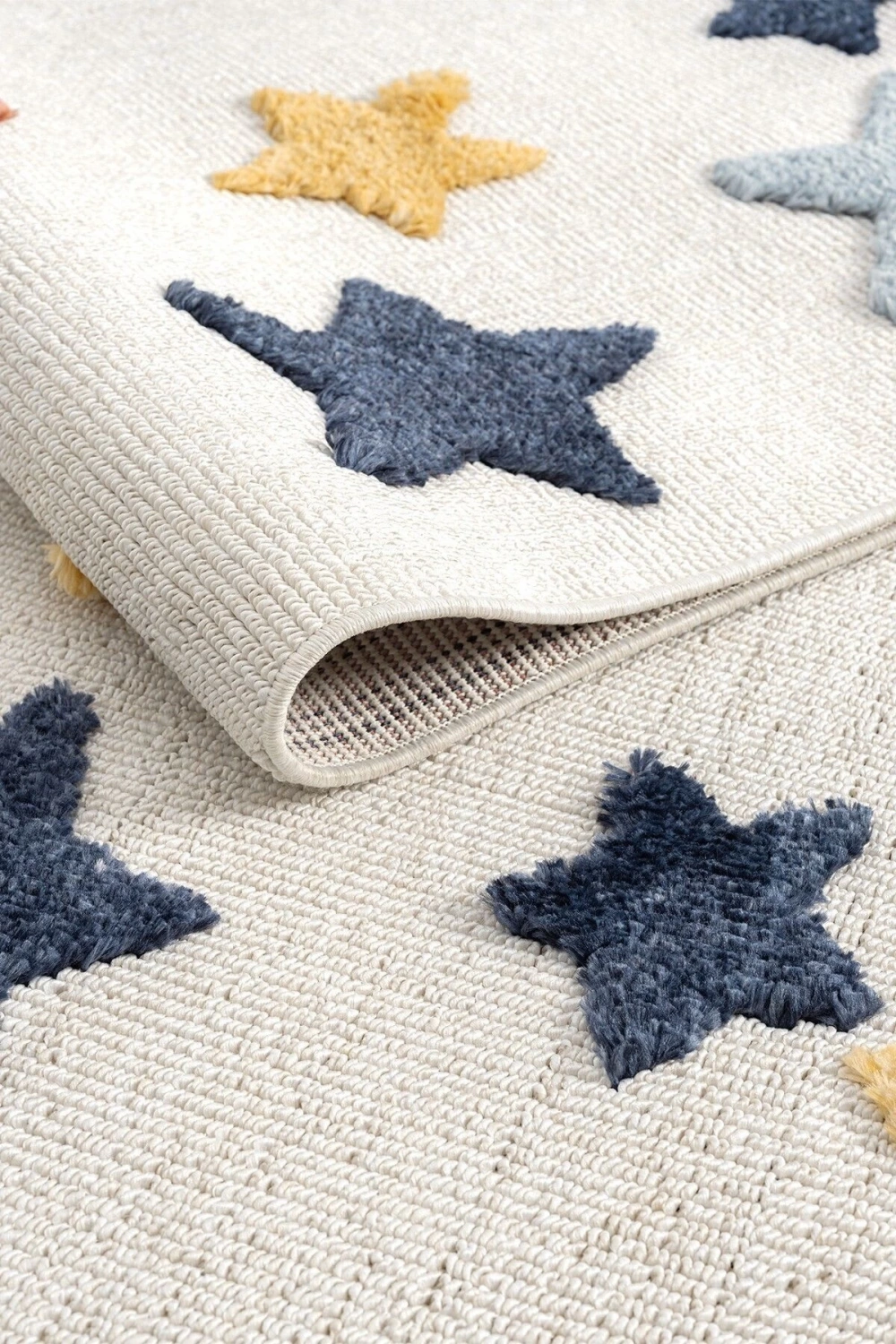 Yumuşak Renkli Bukleli Yıldızlı Dokuma Halı Bebek Odası Çocuk Odası Genç Odası Halısı 5