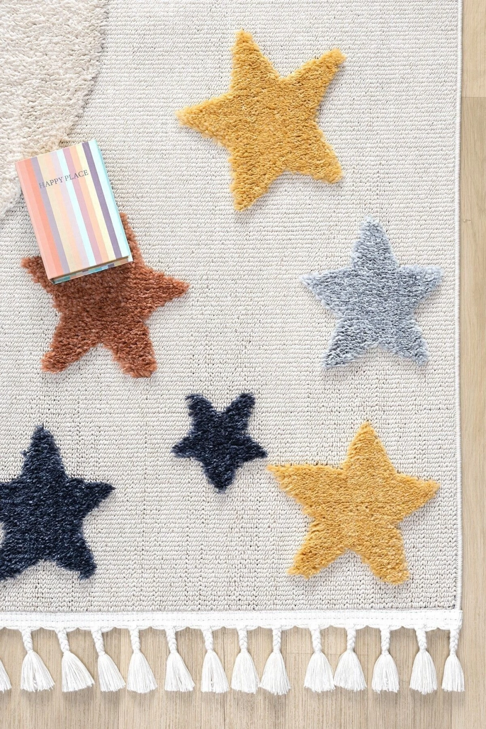 Yumuşak Renkli Bukleli Yıldızlı Dokuma Halı Bebek Odası Çocuk Odası Genç Odası Halısı 5