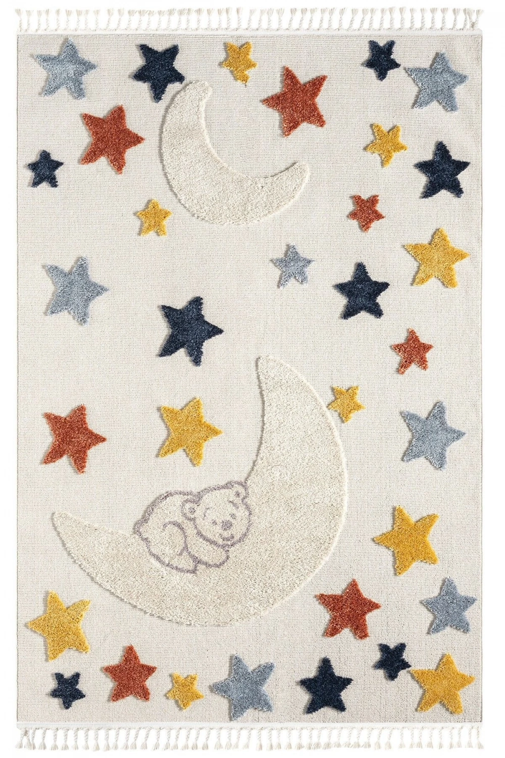 Yumuşak Renkli Bukleli Yıldızlı Dokuma Halı Bebek Odası Çocuk Odası Genç Odası Halısı 5
