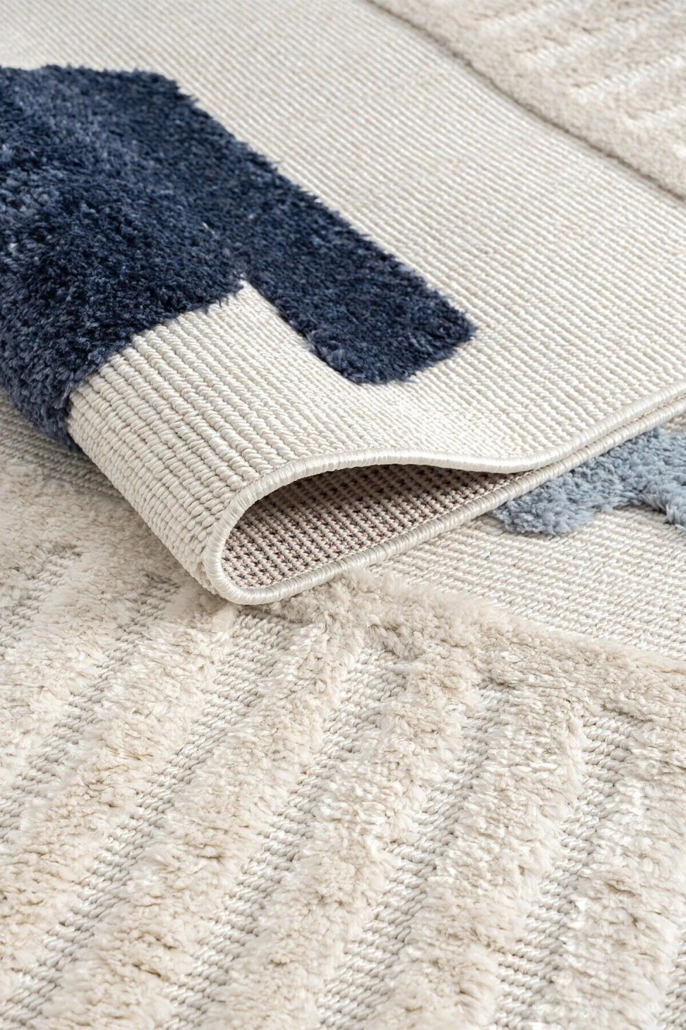 Yumuşak Renkli Bukleli Denizcilik Figürlü Dokuma Halı Bebek Odası Çocuk Odası Genç Odası Halısı 3