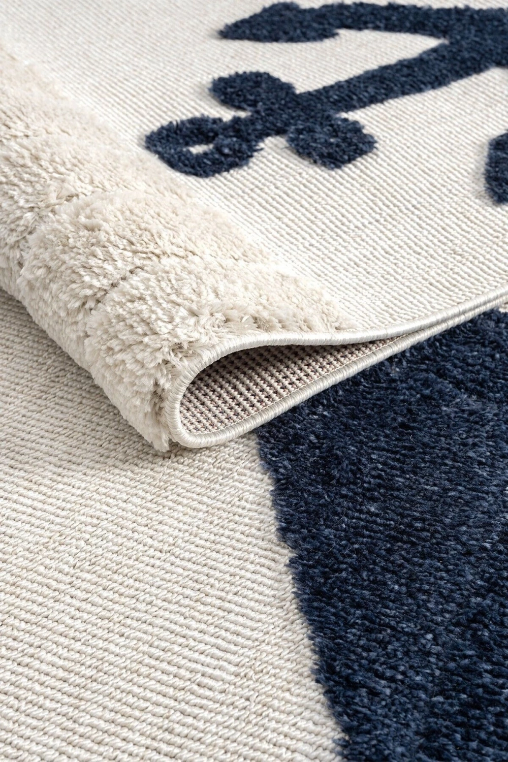 Yumuşak Renkli Bukleli Denizcilik Figürlü Dokuma Halı Bebek Odası Çocuk Odası Genç Odası Halısı 4