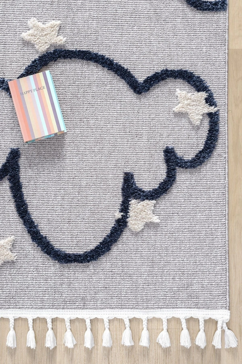 Gri Renk Yumuşak Bukleli Bulut Ay Dokuma Halı Bebek Odası Çocuk Odası Genç Odası Halısı 9