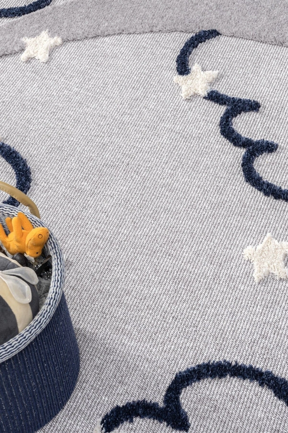 Gri Renk Yumuşak Bukleli Bulut Ay Dokuma Halı Bebek Odası Çocuk Odası Genç Odası Halısı 9