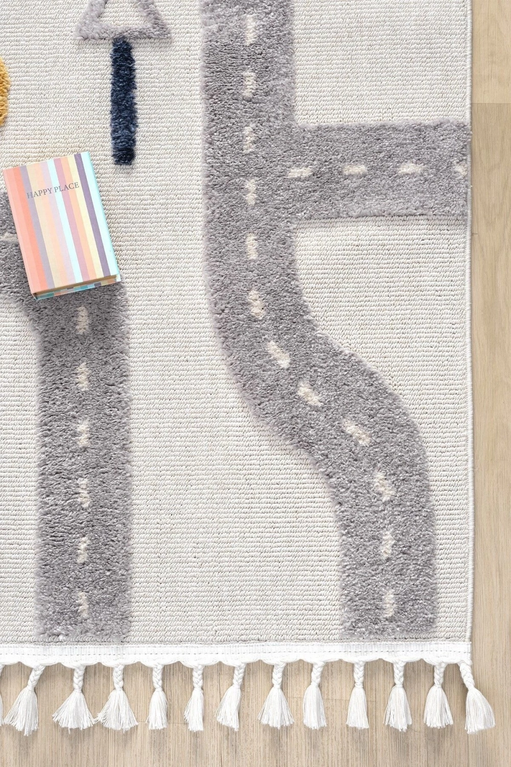 Yumuşak Renkli Bukleli Araba Yolu Dokuma Halı Bebek Odası Çocuk Odası Genç Odası Halısı 8