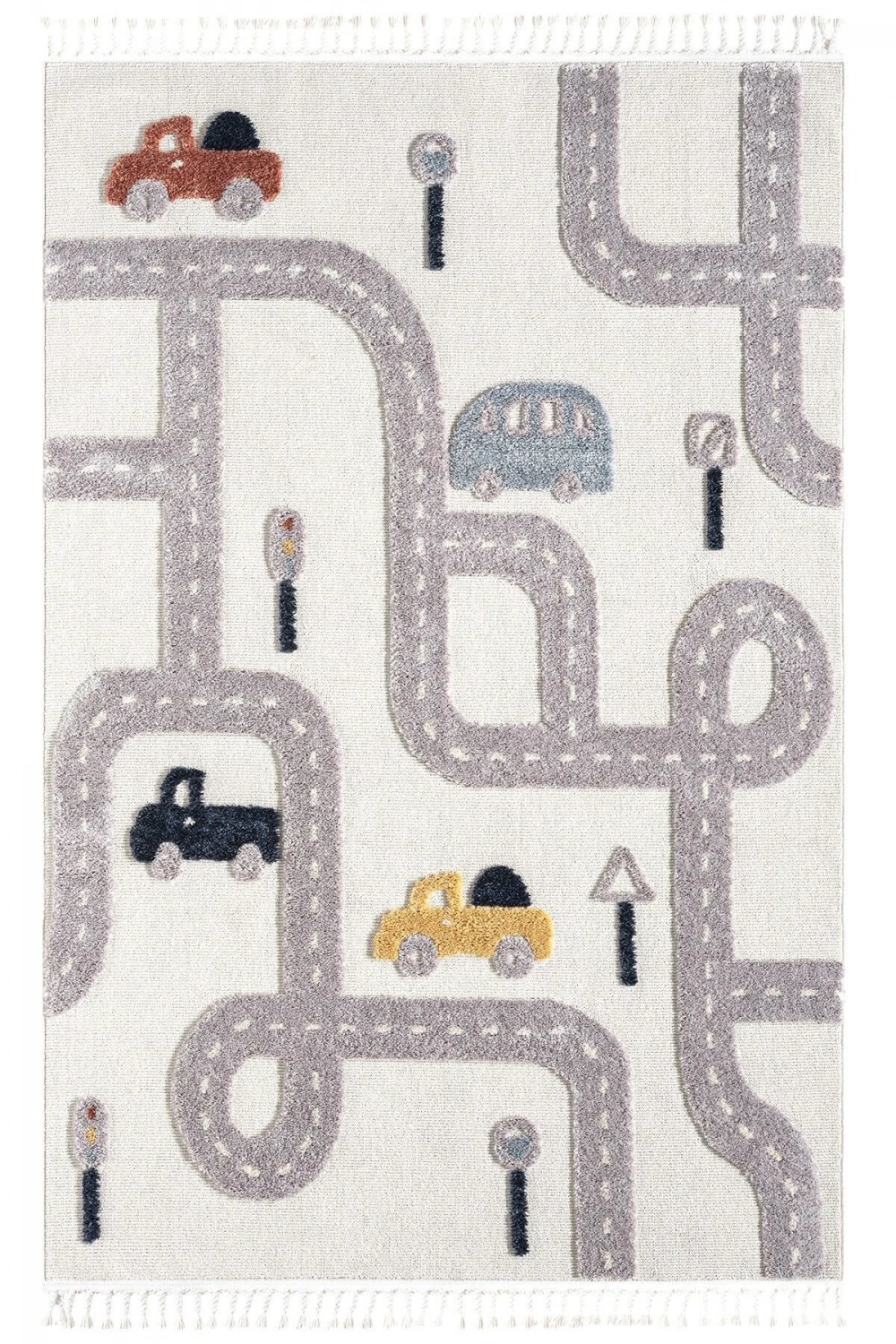 Yumuşak Renkli Bukleli Araba Yolu Dokuma Halı Bebek Odası Çocuk Odası Genç Odası Halısı 8