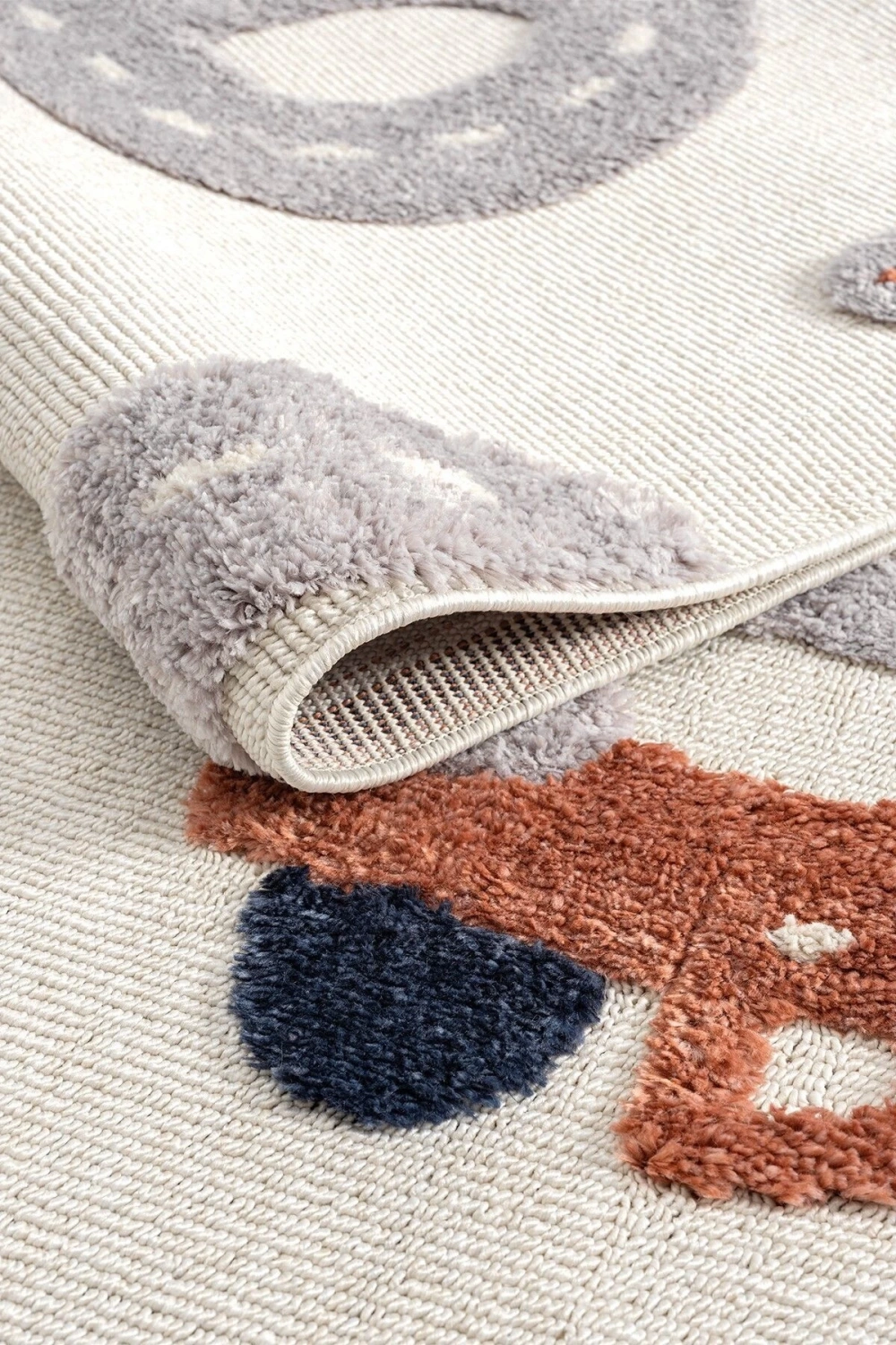 Yumuşak Renkli Bukleli Araba Yolu Dokuma Halı Bebek Odası Çocuk Odası Genç Odası Halısı 8