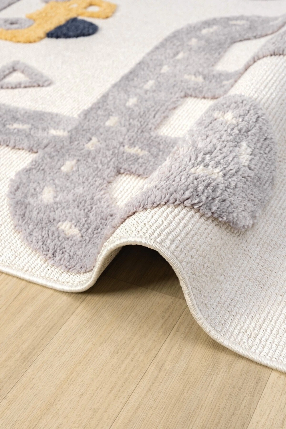 Yumuşak Renkli Bukleli Araba Yolu Dokuma Halı Bebek Odası Çocuk Odası Genç Odası Halısı 8