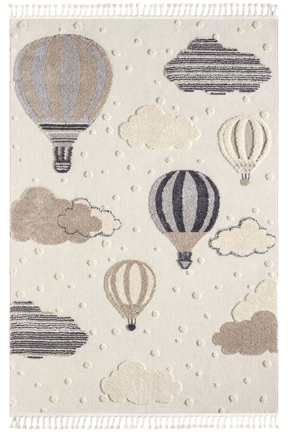 Krem Yumuşak Bukleli Balonlu Bulutlu Dokuma Halı Bebek Odası Çocuk Odası Genç Odası Halısı 16