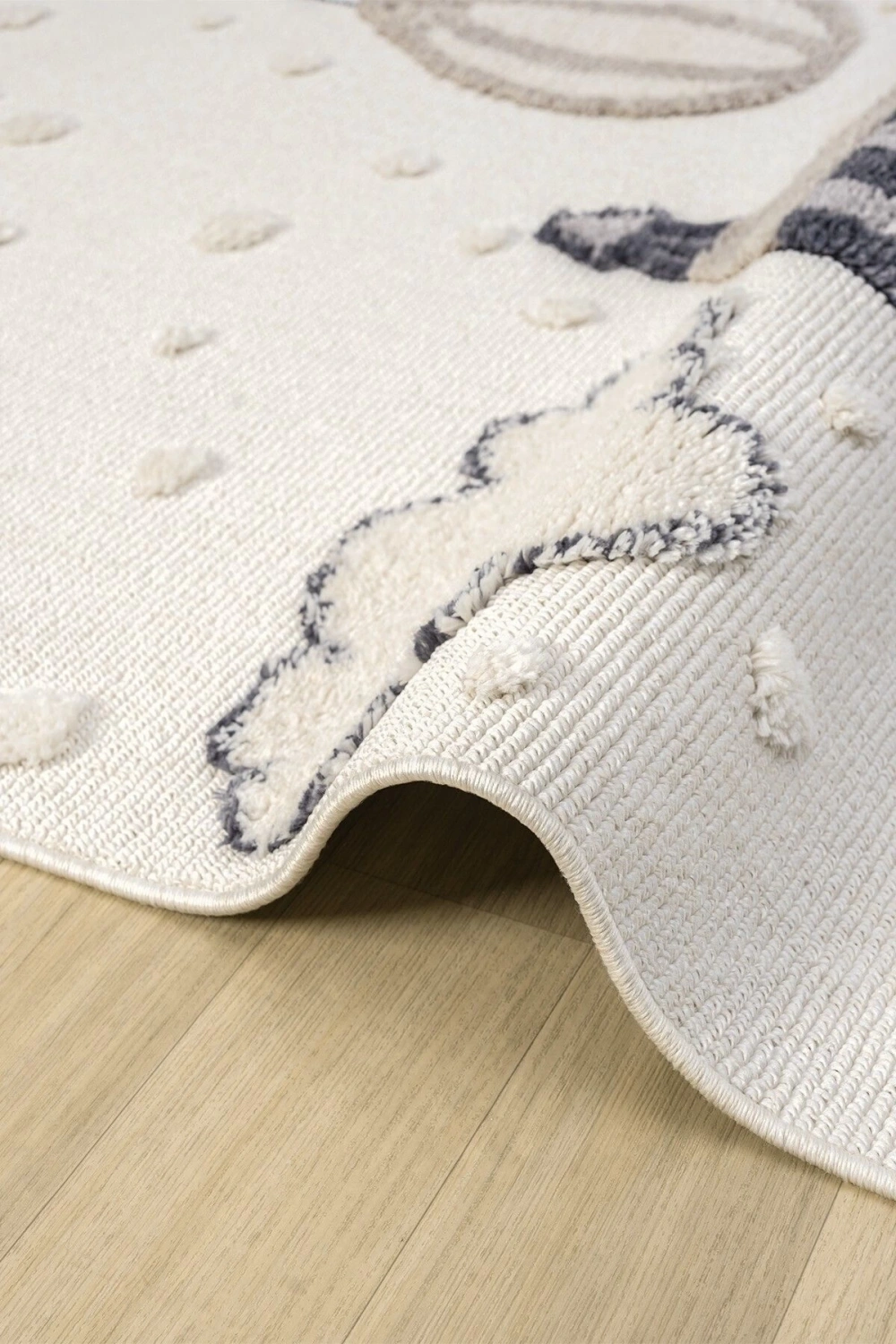 Krem Yumuşak Bukleli Balonlu Bulutlu Dokuma Halı Bebek Odası Çocuk Odası Genç Odası Halısı 16