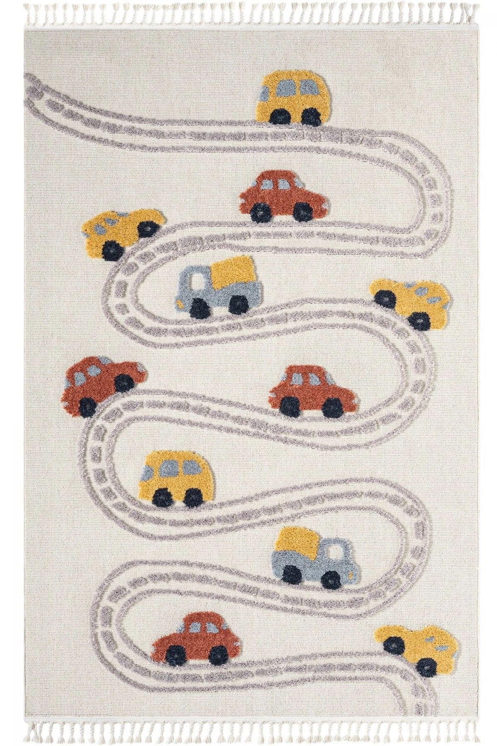 Yumuşak Renkli Bukleli Araba Yolu Dokuma Halı Bebek Odası Çocuk Odası Genç Odası Halısı 10