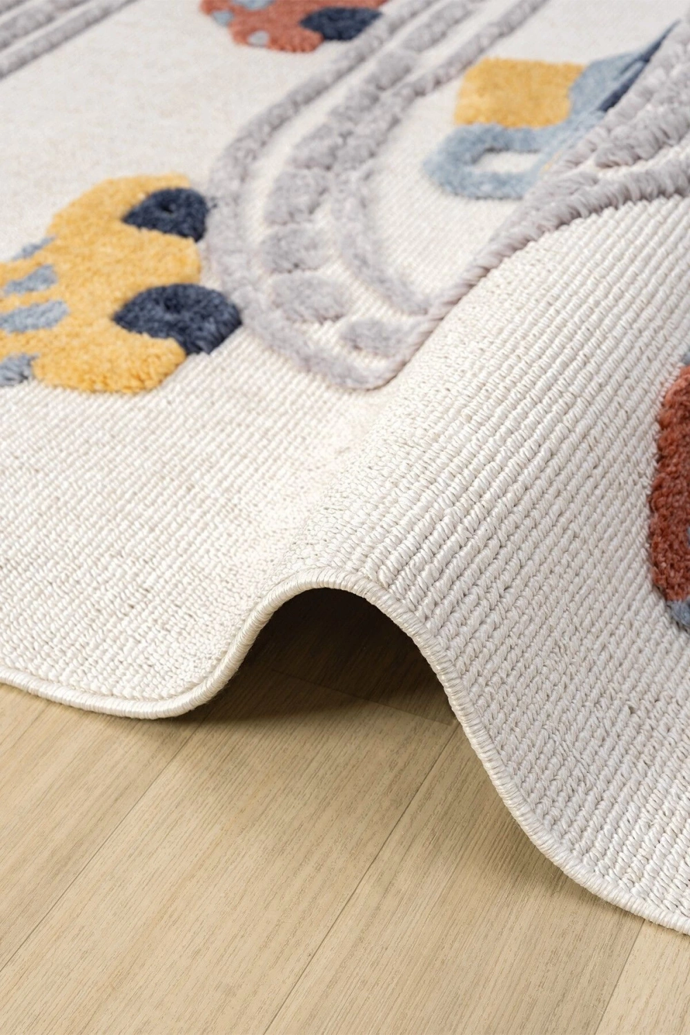 Yumuşak Renkli Bukleli Araba Yolu Dokuma Halı Bebek Odası Çocuk Odası Genç Odası Halısı 10