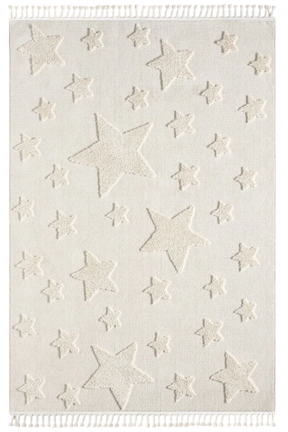 Krem Renk Yıldızlı Yumuşak Bukleli Dokuma Halı Bebek Odası Çocuk Odası Genç Odası Halısı 12