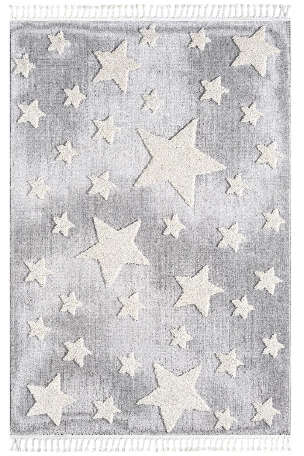 Gri Renk Yıldızlı Yumuşak Bukleli Dokuma Halı Bebek Odası Çocuk Odası Genç Odası Halısı 13