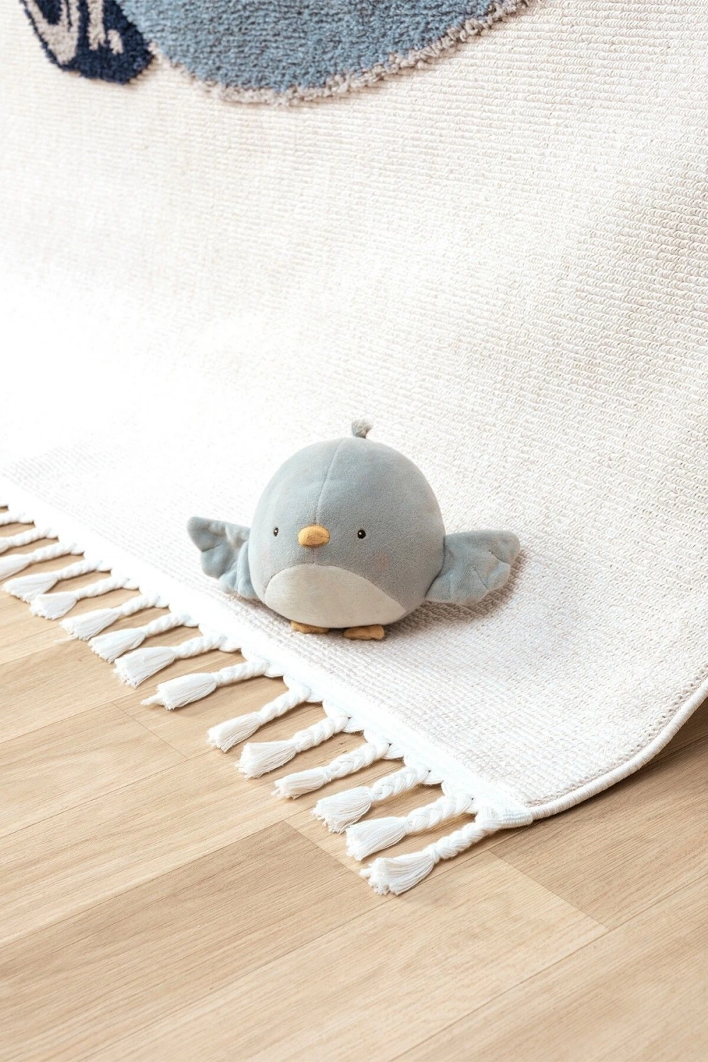 Yumuşak Bukleli Krem Mavi Araba Figürlü Dokuma Halı Bebek Odası Çocuk Odası Genç Odası Halısı 14