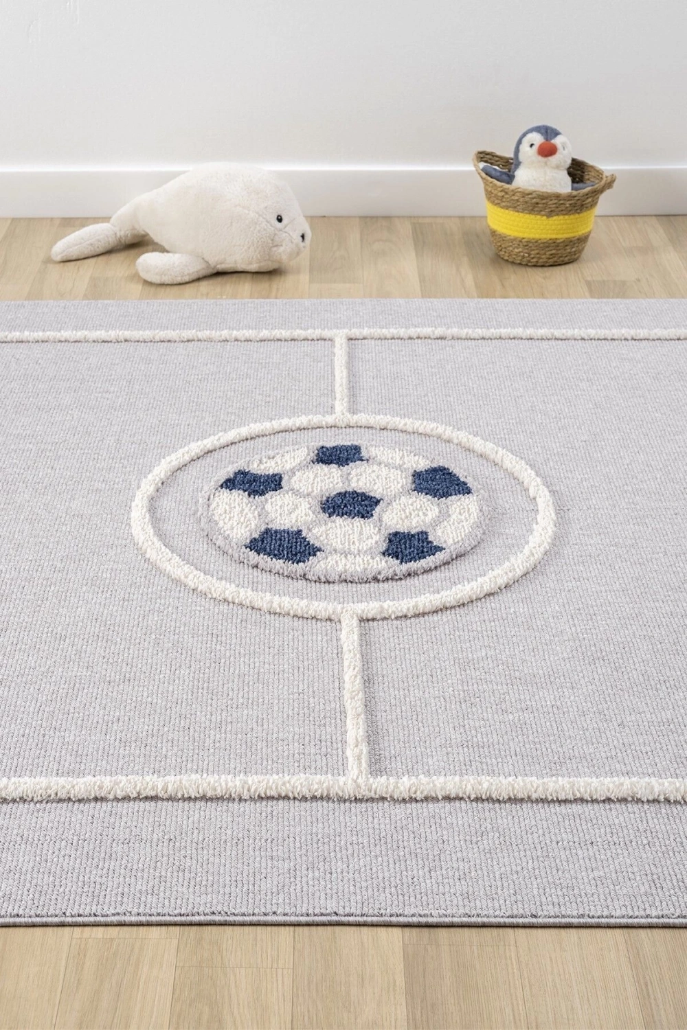 Futbol Sahası Gri Halı Yumuşak Bukleli Dokuma Halı Bebek Odası Çocuk Odası Genç Odası Halısı 15