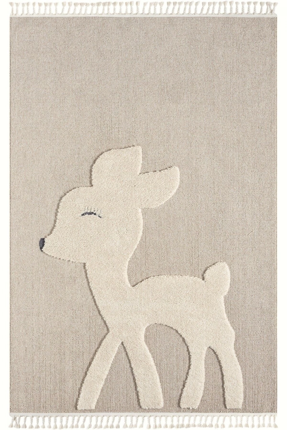 Bej Krem Yumuşak Bukleli Dokuma Halı Bebek Odası Çocuk Odası Genç Odası Halısı 18