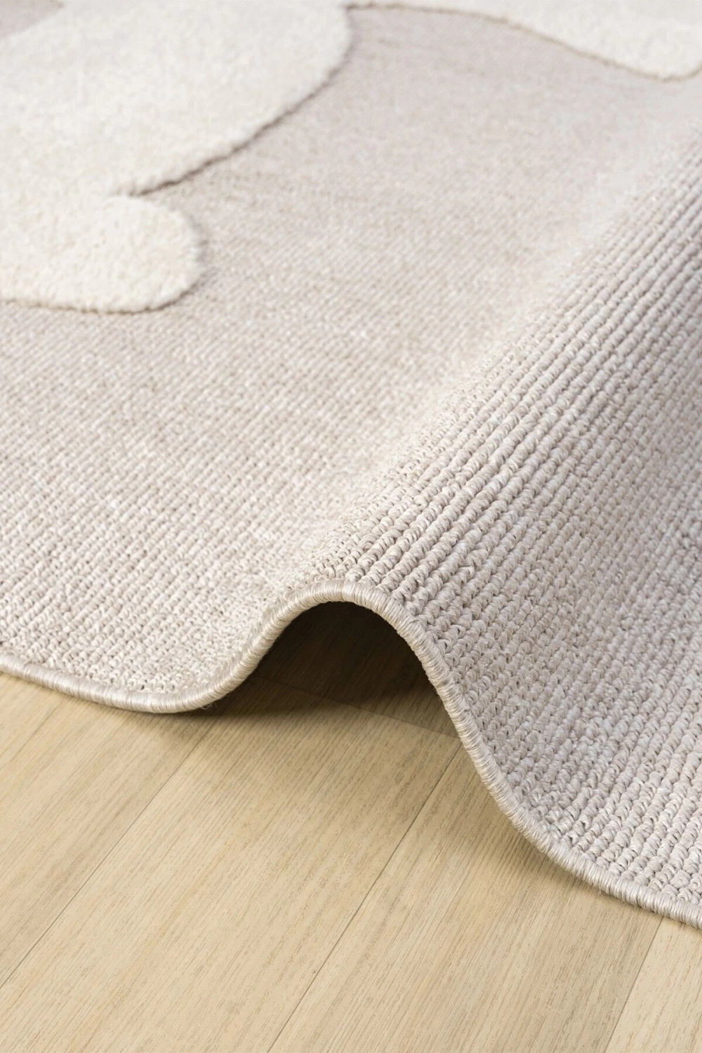 Bej Krem Yumuşak Bukleli Dokuma Halı Bebek Odası Çocuk Odası Genç Odası Halısı 18