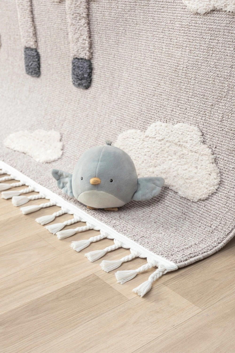 Krem Bej Yumuşak Bukleli Figürlü Dokuma Halı Bebek Odası Çocuk Odası Genç Odası Halısı 21