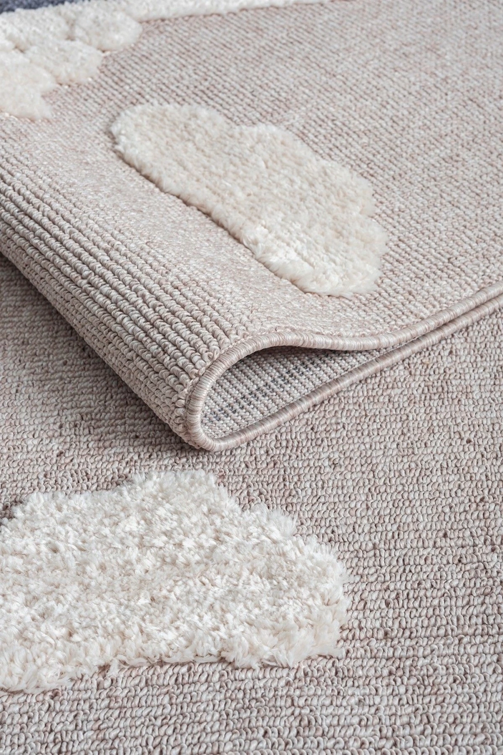 Krem Bej Yumuşak Bukleli Figürlü Dokuma Halı Bebek Odası Çocuk Odası Genç Odası Halısı 21