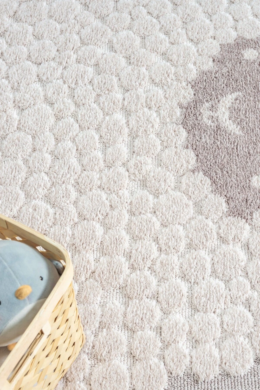 Krem Bej Yumuşak Bukleli Figürlü Dokuma Halı Bebek Odası Çocuk Odası Genç Odası Halısı 21