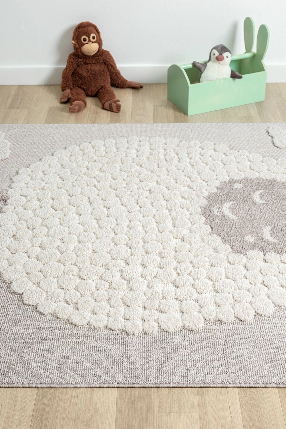 Krem Bej Yumuşak Bukleli Figürlü Dokuma Halı Bebek Odası Çocuk Odası Genç Odası Halısı 21