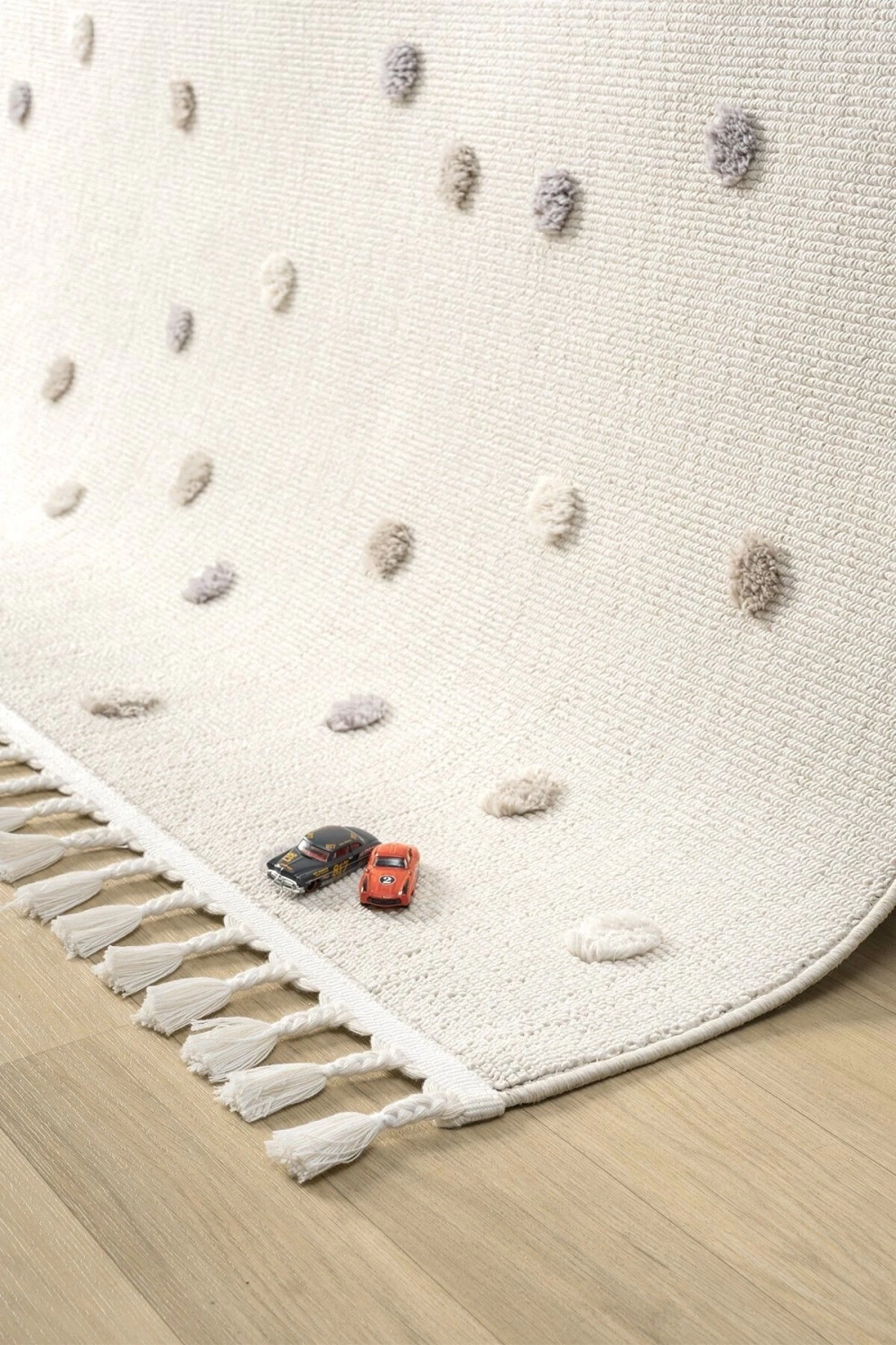 Yumuşak Bukleli Gökkuşağı Ponpon Figürlü Dokuma Halı Bebek Odası Çocuk Odası Genç Odası Halısı 20