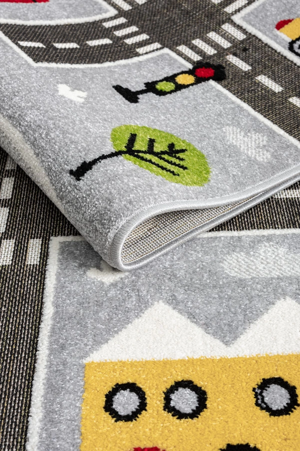 Trafik Arabalı Dokuma Halı Yıkanabilir Çocuk Halısı Anaokul Kreş Oyun Halısı GRİ